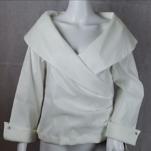 MSK White Long Sleeve Cocktail Blouse